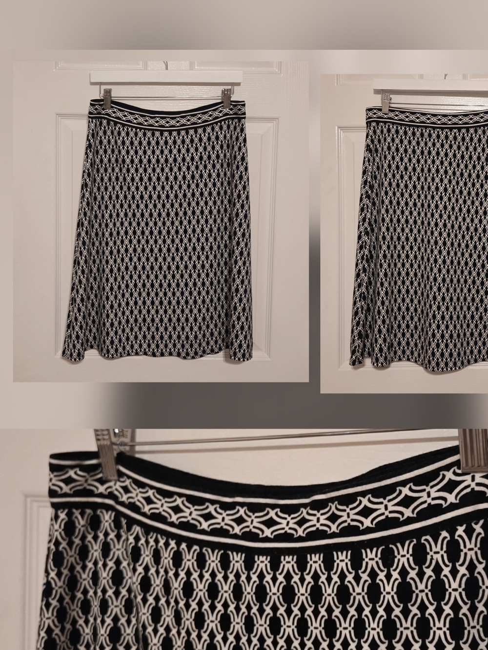 Max Studio Business Casual Black & White Patterned Skirt